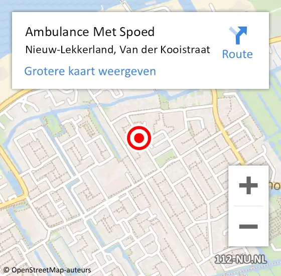 Locatie op kaart van de 112 melding: Ambulance Met Spoed Naar Nieuw-Lekkerland, Van der Kooistraat op 20 oktober 2020 08:46