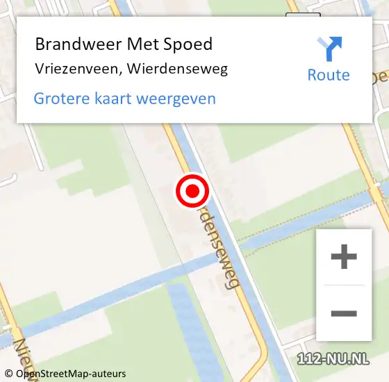 Locatie op kaart van de 112 melding: Brandweer Met Spoed Naar Vriezenveen, Wierdenseweg op 20 oktober 2020 08:54