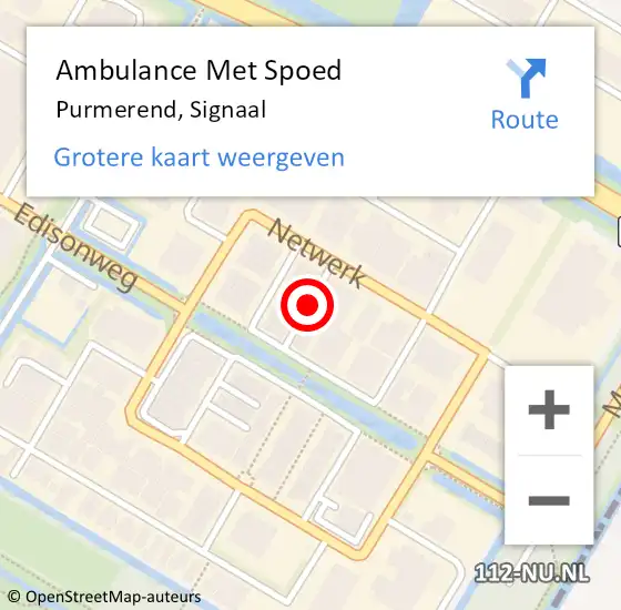 Locatie op kaart van de 112 melding: Ambulance Met Spoed Naar Purmerend, Signaal op 20 oktober 2020 08:59