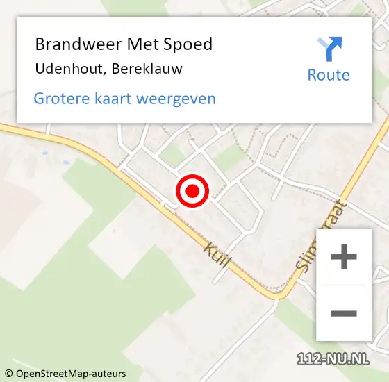 Locatie op kaart van de 112 melding: Brandweer Met Spoed Naar Udenhout, Bereklauw op 20 oktober 2020 08:59