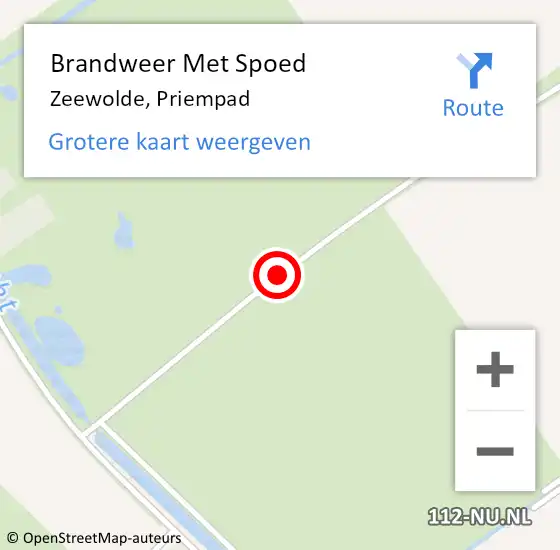 Locatie op kaart van de 112 melding: Brandweer Met Spoed Naar Zeewolde, Priempad op 20 oktober 2020 09:34