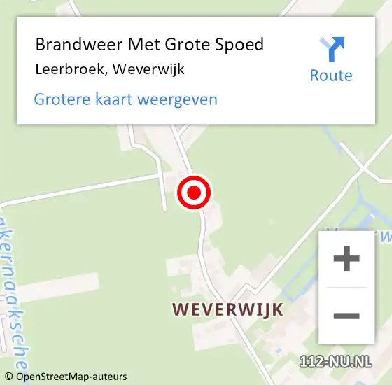 Locatie op kaart van de 112 melding: Brandweer Met Grote Spoed Naar Leerbroek, Weverwijk op 20 oktober 2020 11:14