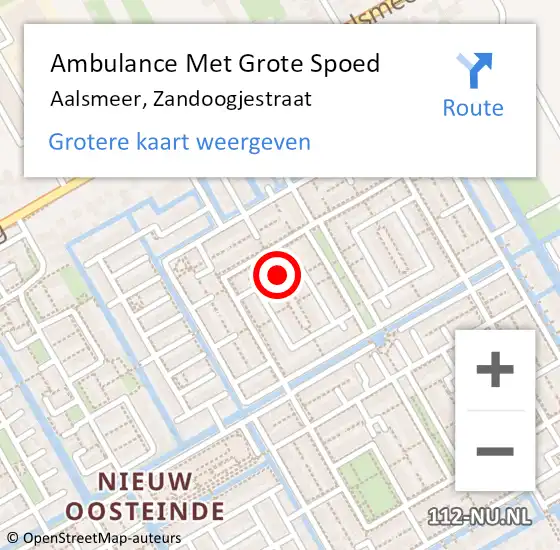 Locatie op kaart van de 112 melding: Ambulance Met Grote Spoed Naar Aalsmeer, Zandoogjestraat op 2 oktober 2013 17:47