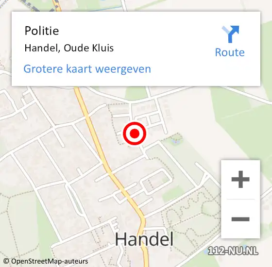 Locatie op kaart van de 112 melding: Politie Handel, Oude Kluis op 20 oktober 2020 11:56