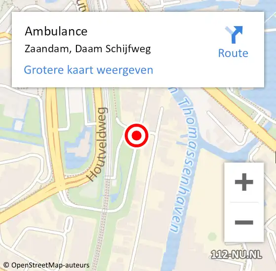 Locatie op kaart van de 112 melding: Ambulance Zaandam, Daam Schijfweg op 20 oktober 2020 13:13