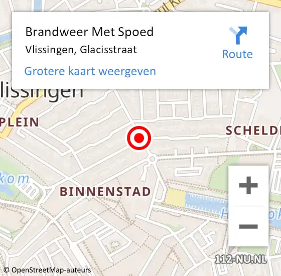 Locatie op kaart van de 112 melding: Brandweer Met Spoed Naar Vlissingen, Glacisstraat op 20 oktober 2020 14:42