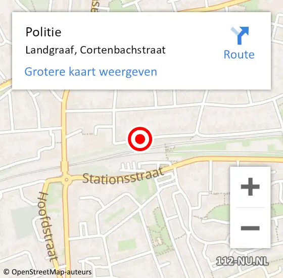 Locatie op kaart van de 112 melding: Politie Landgraaf, Cortenbachstraat op 20 oktober 2020 15:10