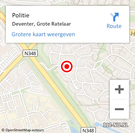 Locatie op kaart van de 112 melding: Politie Deventer, Grote Ratelaar op 20 oktober 2020 15:19