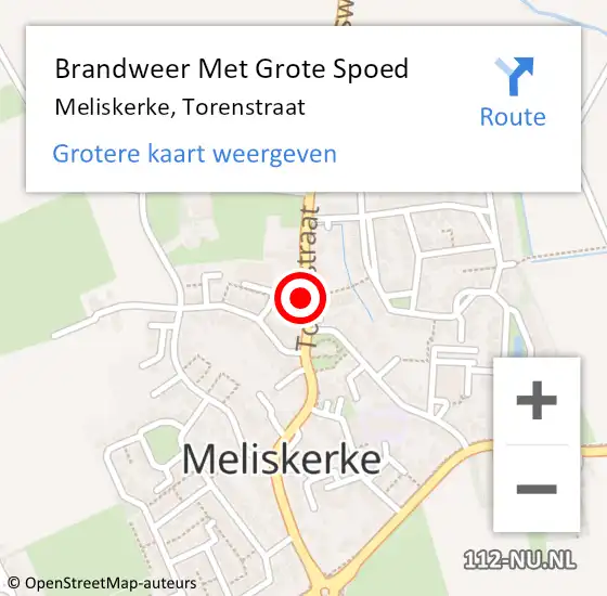 Locatie op kaart van de 112 melding: Brandweer Met Grote Spoed Naar Meliskerke, Torenstraat op 20 oktober 2020 15:53