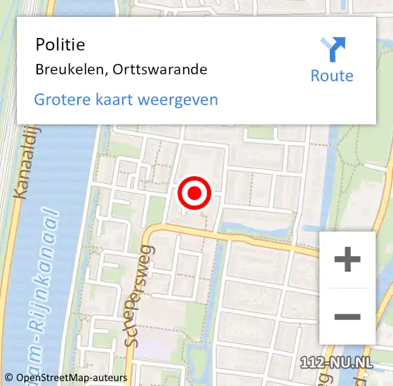 Locatie op kaart van de 112 melding: Politie Breukelen, Orttswarande op 20 oktober 2020 17:05