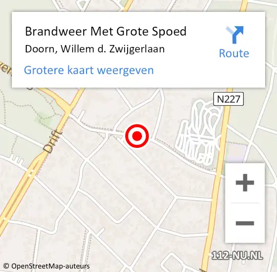 Locatie op kaart van de 112 melding: Brandweer Met Grote Spoed Naar Doorn, Willem d. Zwijgerlaan op 20 oktober 2020 17:29