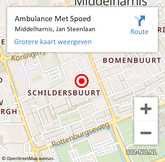 Locatie op kaart van de 112 melding: Ambulance Met Spoed Naar Middelharnis, Jan Steenlaan op 20 oktober 2020 17:54