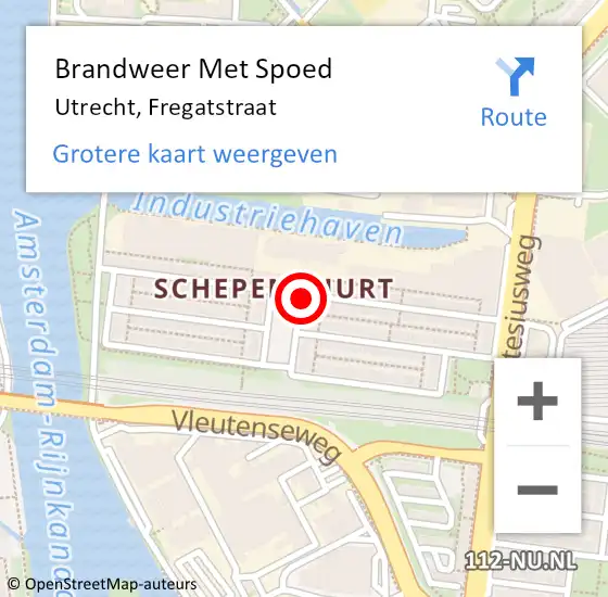 Locatie op kaart van de 112 melding: Brandweer Met Spoed Naar Utrecht, Fregatstraat op 20 oktober 2020 18:38