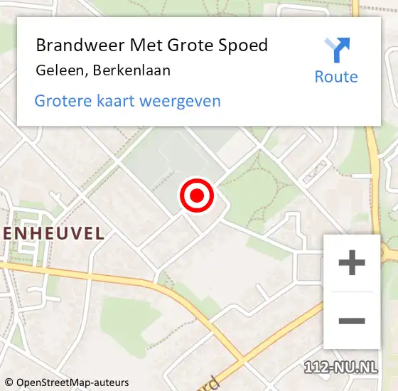 Locatie op kaart van de 112 melding: Brandweer Met Grote Spoed Naar Geleen, Berkenlaan op 20 oktober 2020 21:44