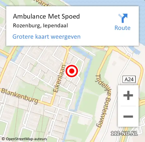 Locatie op kaart van de 112 melding: Ambulance Met Spoed Naar Rozenburg, Iependaal op 20 oktober 2020 22:01