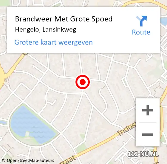 Locatie op kaart van de 112 melding: Brandweer Met Grote Spoed Naar Hengelo, Lansinkweg op 21 oktober 2020 04:56