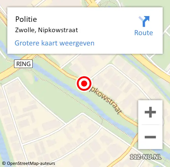 Locatie op kaart van de 112 melding: Politie Zwolle, Nipkowstraat op 21 oktober 2020 07:11