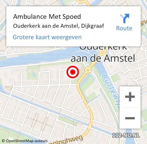 Locatie op kaart van de 112 melding: Ambulance Met Spoed Naar Ouderkerk aan de Amstel, Dijkgraaf op 21 oktober 2020 07:15