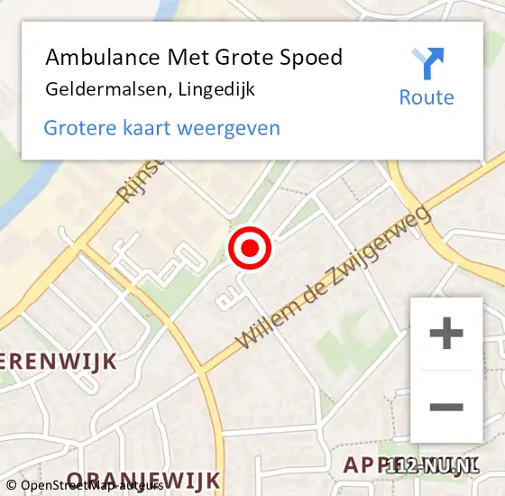 Locatie op kaart van de 112 melding: Ambulance Met Grote Spoed Naar Geldermalsen, Lingedijk op 21 oktober 2020 08:31
