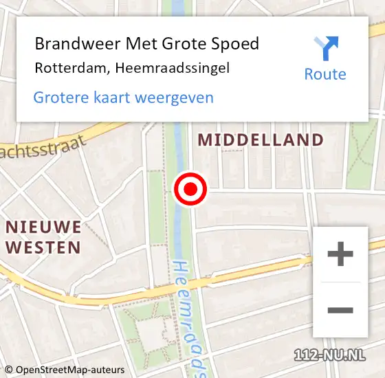 Locatie op kaart van de 112 melding: Brandweer Met Grote Spoed Naar Rotterdam, Heemraadssingel op 21 oktober 2020 09:51