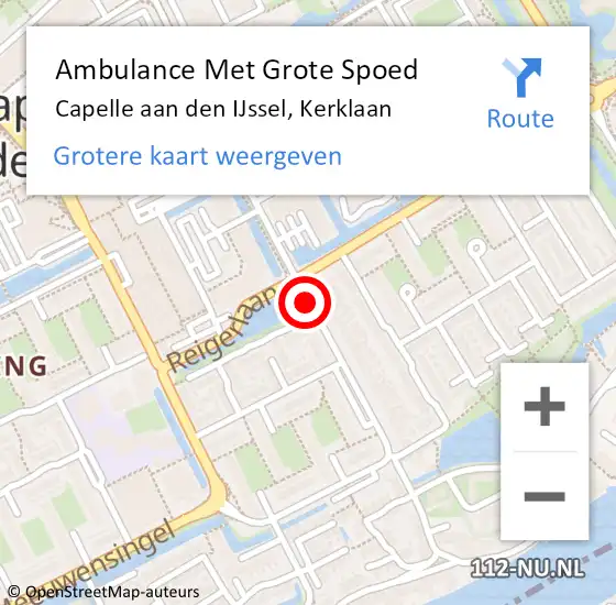 Locatie op kaart van de 112 melding: Ambulance Met Grote Spoed Naar Capelle aan den IJssel, Kerklaan op 21 oktober 2020 10:11