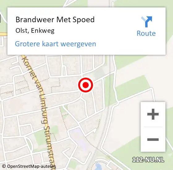 Locatie op kaart van de 112 melding: Brandweer Met Spoed Naar Olst, Enkweg op 21 oktober 2020 11:51