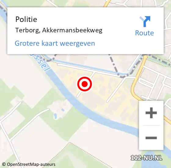 Locatie op kaart van de 112 melding: Politie Terborg, Akkermansbeekweg op 21 oktober 2020 12:01