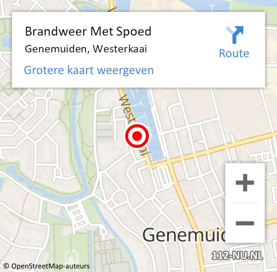 Locatie op kaart van de 112 melding: Brandweer Met Spoed Naar Genemuiden, Westerkaai op 21 oktober 2020 12:05