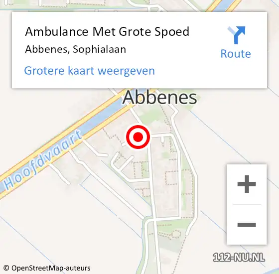 Locatie op kaart van de 112 melding: Ambulance Met Grote Spoed Naar Abbenes, Sophialaan op 21 oktober 2020 13:04