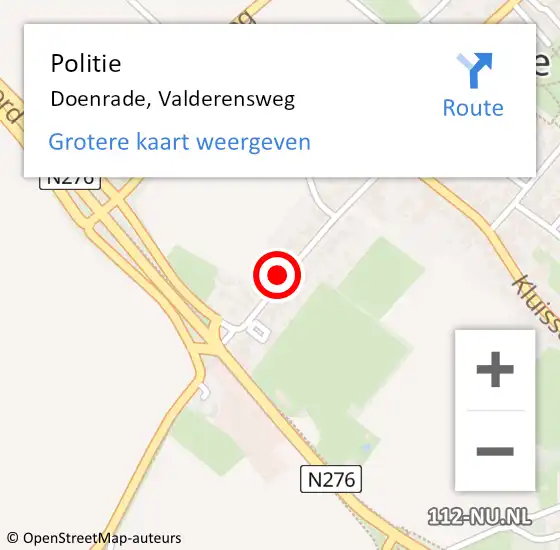 Locatie op kaart van de 112 melding: Politie Doenrade, Valderensweg op 21 oktober 2020 13:07
