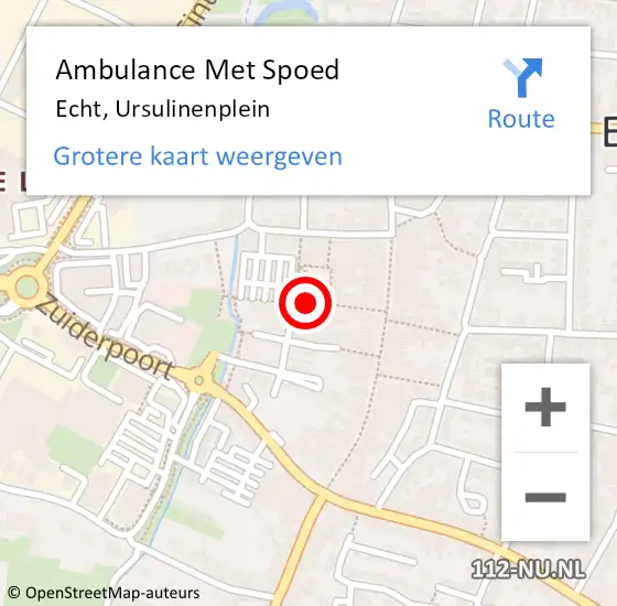 Locatie op kaart van de 112 melding: Ambulance Met Spoed Naar Echt, Ursulinenplein op 21 oktober 2020 13:10