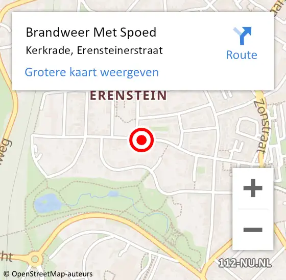 Locatie op kaart van de 112 melding: Brandweer Met Spoed Naar Kerkrade, Erensteinerstraat op 21 oktober 2020 13:51