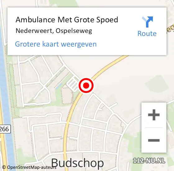 Locatie op kaart van de 112 melding: Ambulance Met Grote Spoed Naar Nederweert, Ospelseweg op 21 oktober 2020 16:10