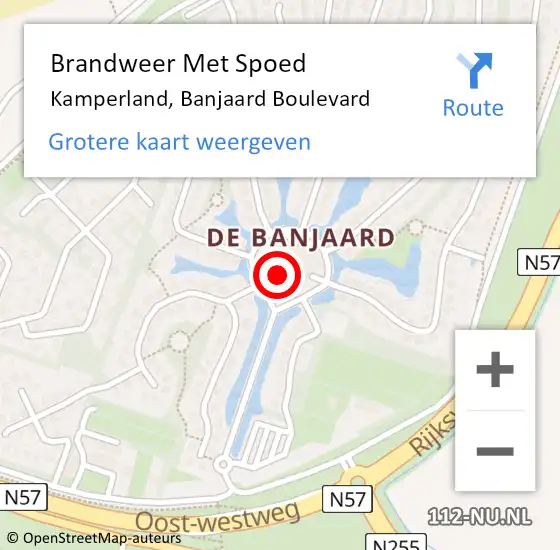 Locatie op kaart van de 112 melding: Brandweer Met Spoed Naar Kamperland, Banjaard Boulevard op 21 oktober 2020 16:15