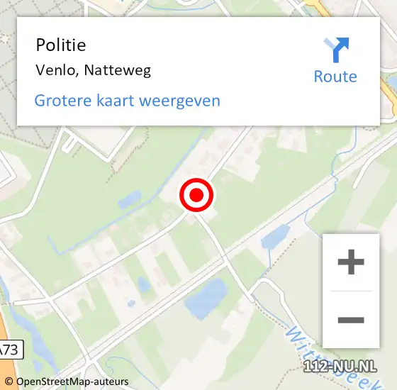 Locatie op kaart van de 112 melding: Politie Venlo, Natteweg op 21 oktober 2020 16:34