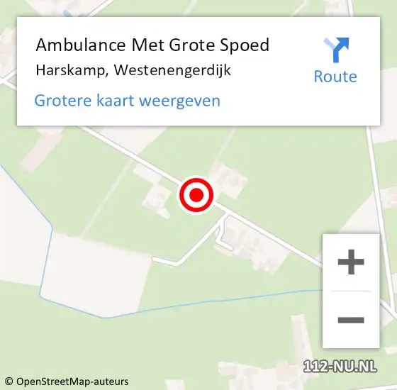 Locatie op kaart van de 112 melding: Ambulance Met Grote Spoed Naar Harskamp, Westenengerdijk op 21 oktober 2020 16:45