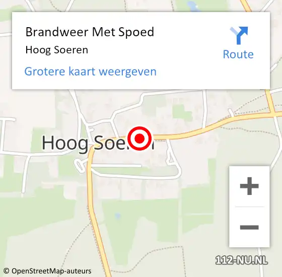 Locatie op kaart van de 112 melding: Brandweer Met Spoed Naar Hoog Soeren op 21 oktober 2020 16:48