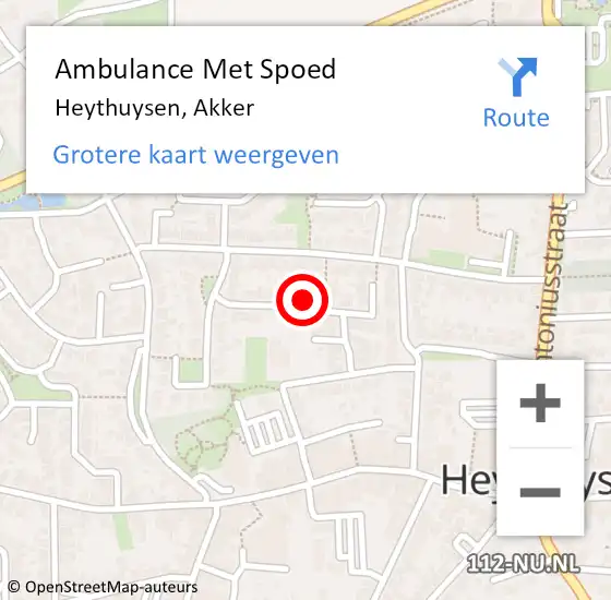 Locatie op kaart van de 112 melding: Ambulance Met Spoed Naar Heythuysen, Akker op 21 oktober 2020 16:54