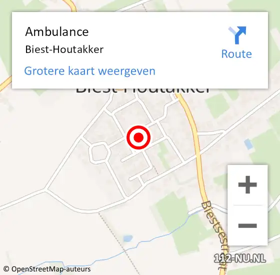 Locatie op kaart van de 112 melding: Ambulance Biest-Houtakker op 21 oktober 2020 17:29