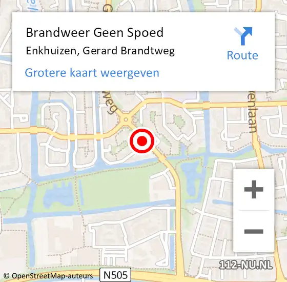 Locatie op kaart van de 112 melding: Brandweer Geen Spoed Naar Enkhuizen, Gerard Brandtweg op 21 oktober 2020 17:47