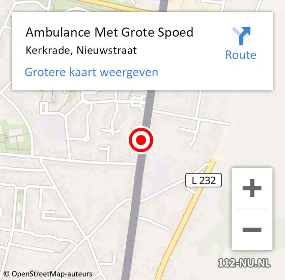 Locatie op kaart van de 112 melding: Ambulance Met Grote Spoed Naar Kerkrade, Nieuwstraat op 21 oktober 2020 17:57