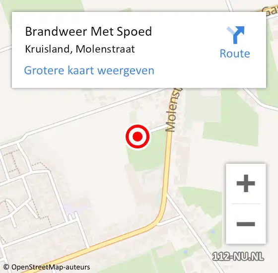 Locatie op kaart van de 112 melding: Brandweer Met Spoed Naar Kruisland, Molenstraat op 21 oktober 2020 19:08