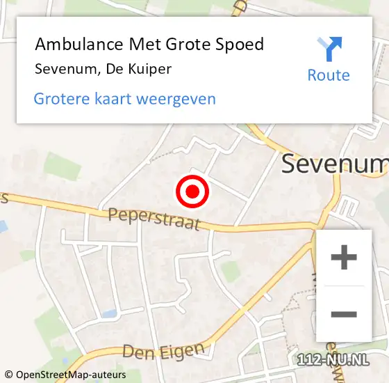 Locatie op kaart van de 112 melding: Ambulance Met Grote Spoed Naar Sevenum, De Kuiper op 22 mei 2014 12:39