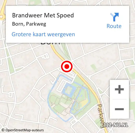 Locatie op kaart van de 112 melding: Brandweer Met Spoed Naar Born, Parkweg op 21 oktober 2020 20:14