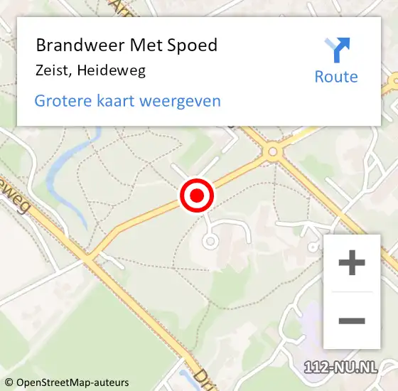 Locatie op kaart van de 112 melding: Brandweer Met Spoed Naar Zeist, Heideweg op 21 oktober 2020 20:18