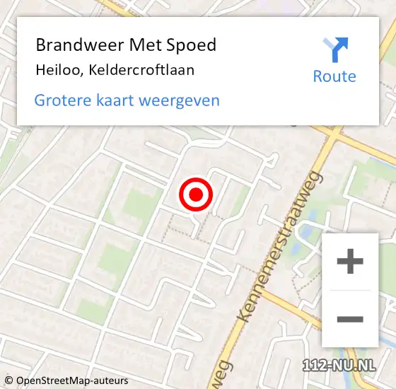 Locatie op kaart van de 112 melding: Brandweer Met Spoed Naar Heiloo, Keldercroftlaan op 21 oktober 2020 20:25