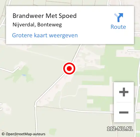 Locatie op kaart van de 112 melding: Brandweer Met Spoed Naar Nijverdal, Bonteweg op 21 oktober 2020 20:32