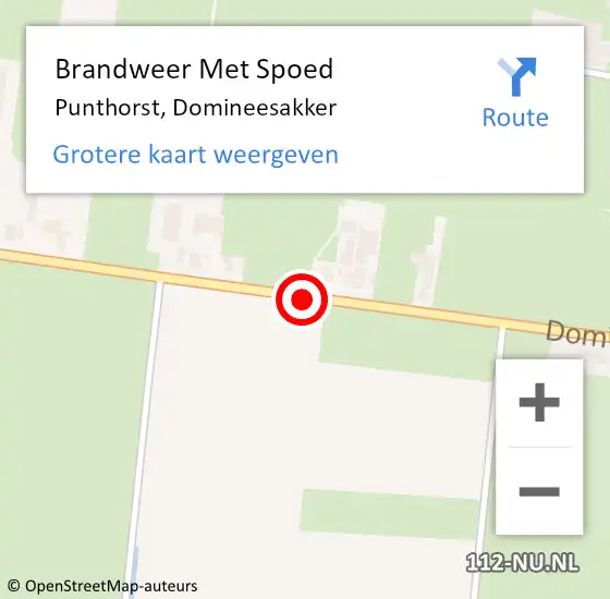 Locatie op kaart van de 112 melding: Brandweer Met Spoed Naar Punthorst, Domineesakker op 21 oktober 2020 21:10