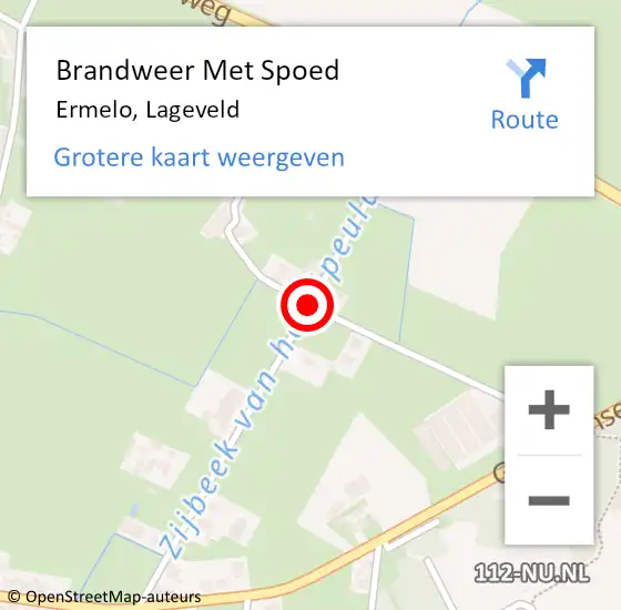 Locatie op kaart van de 112 melding: Brandweer Met Spoed Naar Ermelo, Lageveld op 21 oktober 2020 22:14