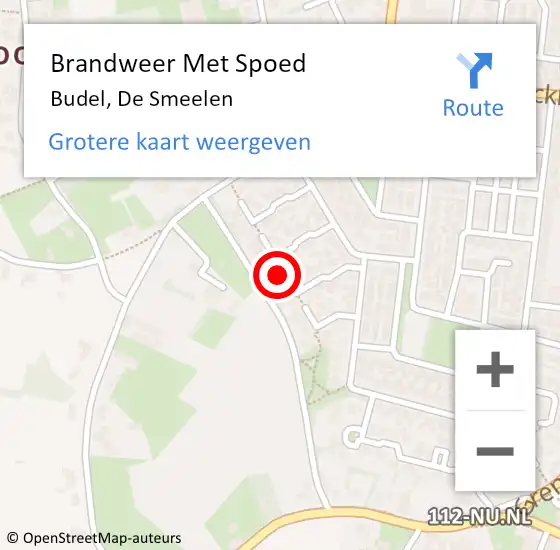 Locatie op kaart van de 112 melding: Brandweer Met Spoed Naar Budel, De Smeelen op 21 oktober 2020 22:45